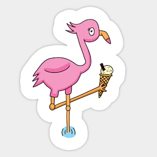 Flamingo with Ice-cream Sticker